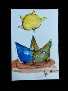 ORIGINAL CUBAN WATERCOLOR PORTRAIT by LISA • 4x6” on Canson • Signed Modern Art - Picture 1 of 1