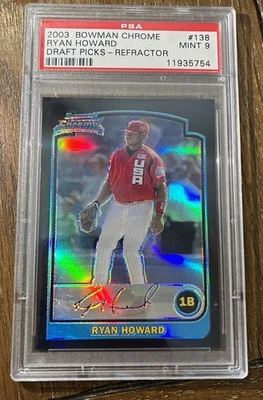2003 Bowman Chrome Ryan Howard Draft Picks Refractor PSA 9 - Image 1 of 2