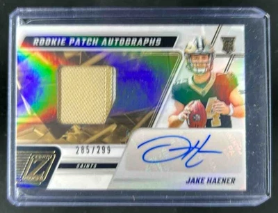 2023 Panini Zenith Jake Haener Patch Rookie RC Auto #285/299 Saints - Image 1 of 2
