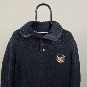Tommy Hilfiger Heavy Knit Sweatshirt Vintage Jumper Top - Blue - Mens Medium - Picture 1 of 6