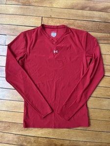 Under Armour Fitted Youth Large Langarm Rot Unisex V-Ausschnitt - Bild 1 von 9