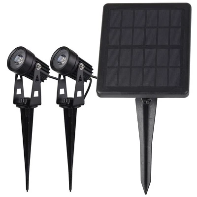 Solar Gartenstrahler Profi-Set mit 2 Spots, XXL-Solarzelle und Erdspieß IP65 - Bild 1 von 4