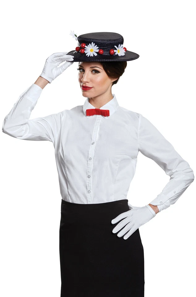 Disney Mary Poppins Adult Licensed Costume Accessory Kit Hat Tie Gloves