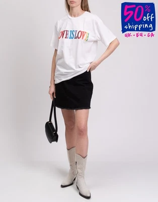 RRP€215 ALBERTA FERRETTI Oversized T-Shirt Top Size XXS Patched 'LOVE IS LOVE' - Image 1 of 4