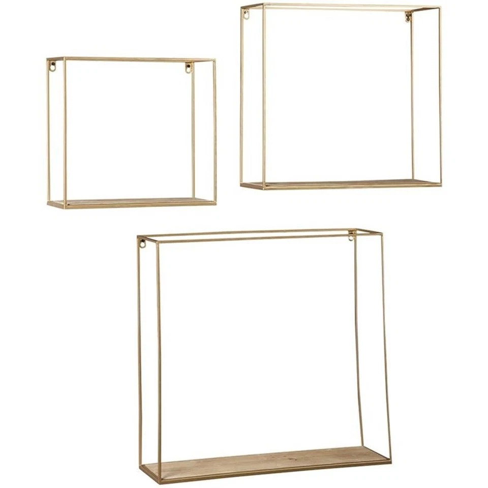 Signature Design by Ashley Efharis 3 Piece Wall Shelf Set in Natural and Gold - Image 1 of 1