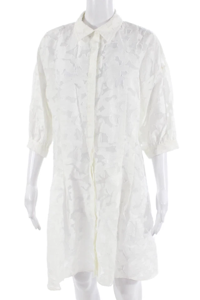 Vestido Camisa Feminino Club Monaco Gola Branca Botão Manga 3/4 Tamanho 12 - Imagem 1 de 4