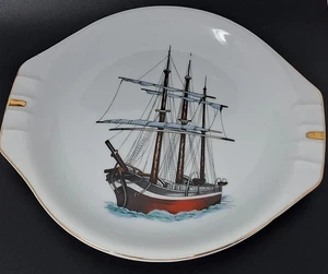 Norleans MCM Large Ashtray Sail Boat Ship Porcelain Made Japan Vintage 9" - Picture 1 of 11