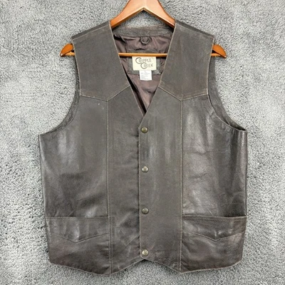 Cripple Creek Vest Men L Antique Suede Leather Cowboy Western Ranch - Image 1 of 4