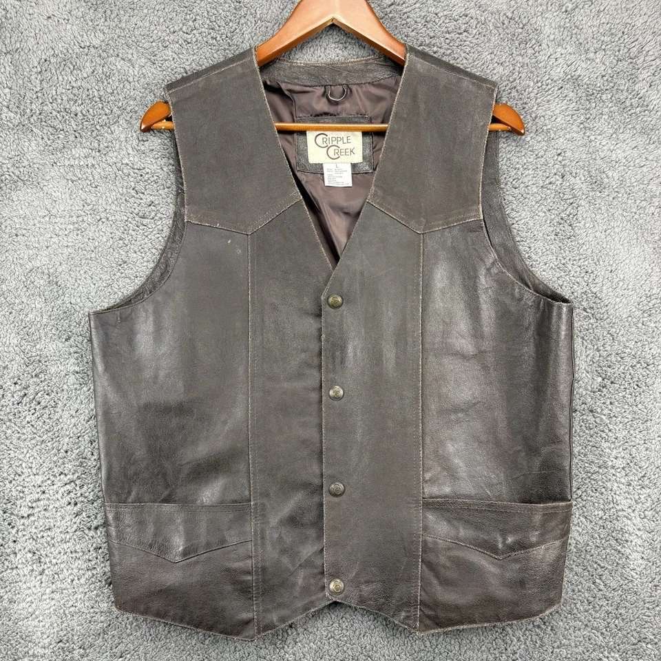 Cripple Creek Vest Men L Antique Suede Leather Cowboy Western Ranch - Image 1 of 4