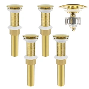 Bathroom Sink Drain, 4 Pack Gold Drain Stopper Without Overflow,Pop Up Drain ... - Picture 1 of 6