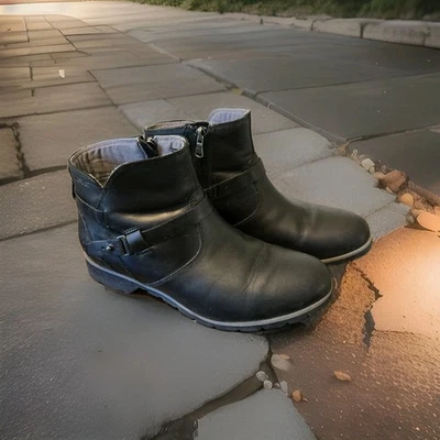 Botas Teva Femininas 8.5 Motociclista Couro Preto Zíper Lateral Biqueira Redonda Casual 1008009 - Imagem 1 de 4