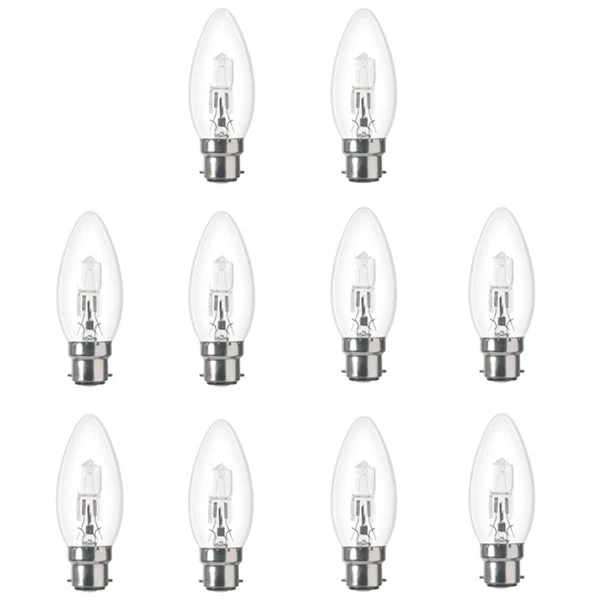 10 x Low Energy Halogen Candle 42W B22D Clear (equivalent to 60 watt) dimmable - Image 1 of 1
