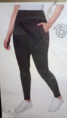 全新带标签 Mondetta 紧身裤 XL 黑色提花针织高腰吸湿排汗健身房 — 第 1/4 张图片