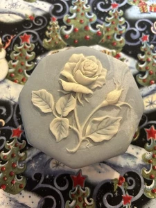 Vintage Design Gift Intern'l Incolay Stone Blue Sectagon Shaped Jewelry Box, USA - Picture 1 of 8