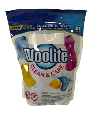 Woolite Clean & Care Laundry Detergent Pacs Standard & HE Washers 30 Count New - Image 1 of 4