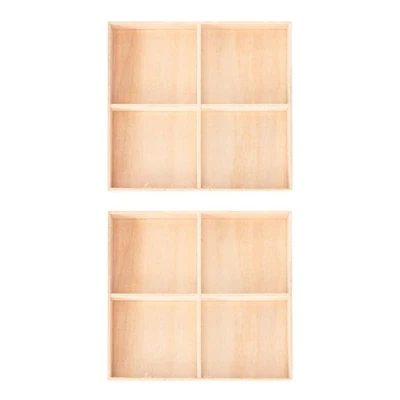 2Pcs Useful Desktop Storage Wooden Container for Home Decoration (Khaki) - Image 1 of 4