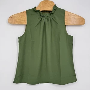 J Crew Factory Damen Gr. S Grün Rüschenkragen Hochgeschlossen Ärmellos Top Chiffon - Bild 1 von 8