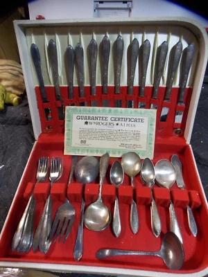 WM ROGERS A 1 PLUS 54 Piezas Plateado Cubiertos Patrón Oneida De Colección Foto 1 de 4