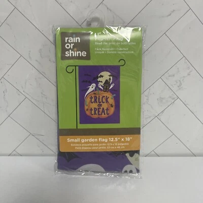 Rain or Shine Flip-it! Bandera - Trick or Treat Fantasmas Pequeña Bandera Jardín 12.5x18" Foto 1 de 2
