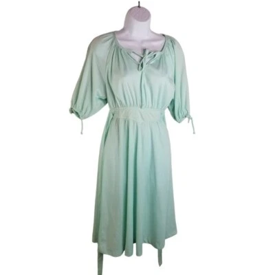 Vestido de trabajo de oficina secretaria poliéster verde espuma de mar como nuevo años 70 Foto 1 de 4