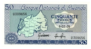 Rwanda ...  P-7b ... 50 Francs ... 1971 ... Gem *UNC*😃 - Bild 1 von 2