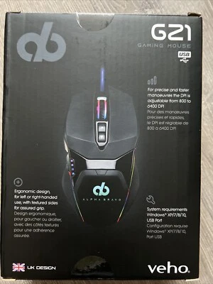 Veho Alpha Bravo GZ1 Corded USB Gaming Mouse Win XP/7/8/10 SEALED! MAKE AN OFFER - Image 1 of 3