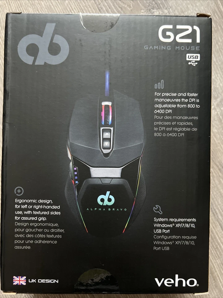 Veho Alpha Bravo GZ1 Corded USB Gaming Mouse Win XP/7/8/10 SEALED! MAKE AN OFFER - Image 1 of 3