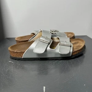 Birkenstock Arizona Silver Sandals Slides Womens Size US 9.5 EU 40 Comfort - Picture 1 of 8