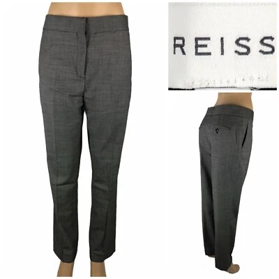 Reiss Mujer 8 Pantalones Alber Pantalones Ajustados Mezcla Lana Elastizados Gris 33 X 28 Usado en Excelente Condición Foto 1 de 4