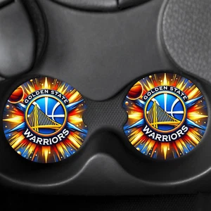 Golden State Warriors Inspired Set of 2 Neoprene Car Coasters - Picture 1 of 1