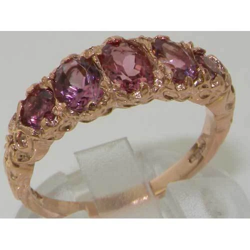 14K Rose Gold Luxury Vibrant Pink Tourmaline Eternity Band Ring - Image 1 of 1