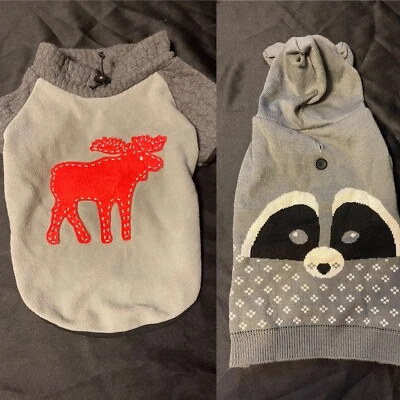 Size Large Dog Sweater BUNDLE - Red Moose & Grey Raccoon - Winter / Christmas - Image 1 of 4