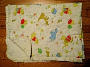 VTG Sears Disney Winnie Pooh Eeyore Kanga Roo Owl Heffalump Bee Blanket - Picture 1 of 9