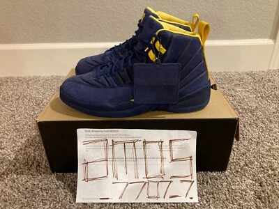 Air Jordan 12 PSNY Michigan Wolverines PE Azul Amarillo Talla 8.5 RARO Foto 1 de 4