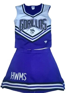 Child Varsity Cheerleader Uniform Outfit Costume Purple 30" Top 24 Skirt - Picture 1 of 8