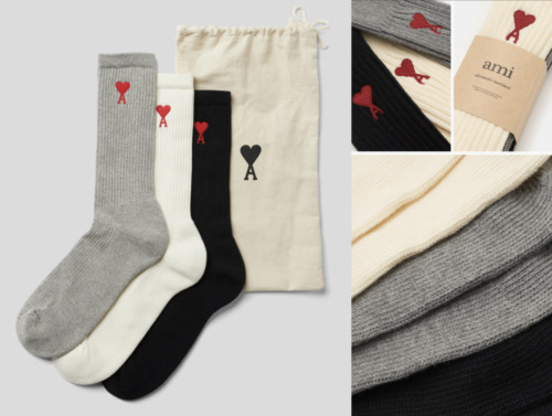 Ami Paris 3-ER Pack of Socks Three Pack Gift Set Ami De Heart Socks Heart 39-42