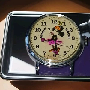 Bradley Vintage 70er Pie Eye Minnie Mouse Handaufzug Uhr Disney + klares Zifferblatt - Bild 1 von 4