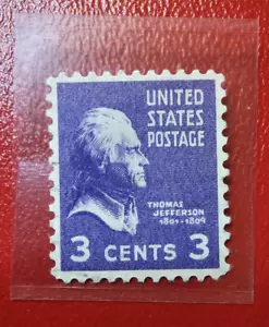 Vintage 1932 Thomas Jefferson 3 Cent Stamp Purple Not Canceled, Ex-Mt Condition - Picture 1 of 2