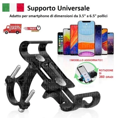 Supporto smartphone staffa porta telefono cellulare bici bicicletta monopattino - Immagine 1 di 4