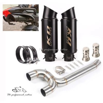 Slip for Yamaha FZ6 Fazer FZ6N FZ6S 2004-11 Black Muffler Exhaust Mid Tail Pipe - Image 1 of 4