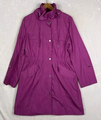 Chaqueta con Capucha London Fog Para Mujer Mediana Rosa Impermeable Bolsillos Cremallera Forrada Exterior Foto 1 de 4