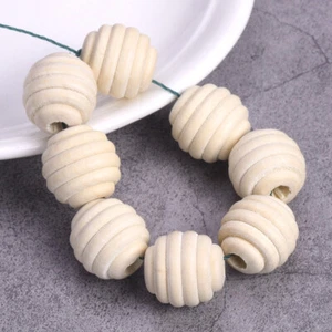 5pcs 20mm Hornet Nest Shape Round Natural Wood Loose Beads For Jewelry Making - Picture 1 of 5