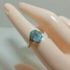 Vintage Ring 10 ct Gold Ring With Bright Blue Topaz Size M 1/2