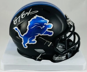 Minicasco negro mate firmado por Barry Sanders Detroit Lions + certificado de autenticidad deportivo Schwartz - Imagen 1 de 2