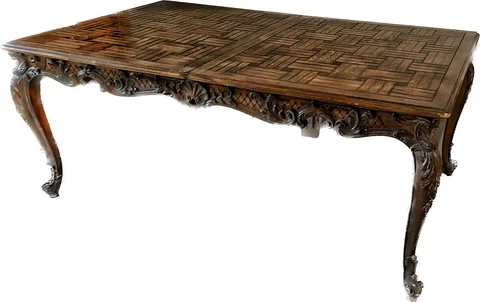 Vintage Solid Wood Expandable French Provincial Style Dining Table 70”X40”X30” Cover