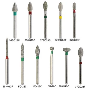 Dental Diamond Bur Football FG 368/023C 379/023 Egg Shape Coarse Fine High Speed - Picture 1 of 71