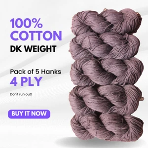 5 x 100 Grams - 100% Cotton - Hand Dyed - 4ply - 1000 Yards - DARK BROWN - Picture 1 of 1