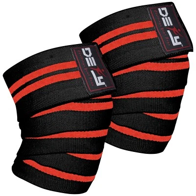 DEFY New Weight Lifting Knee Wraps Training Straps Power Lifter Gym BLACK & RED - Image 1 of 4