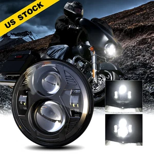 DOT 4D 5.75" Round LED Headlight Hi/ Lo Projector For Sportster XL 883 1200 Dyna - Picture 1 of 10