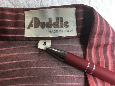 Camisa de seda roja a rayas manga larga abotonada vintage hecha en Italia talla 6 Foto 1 de 4